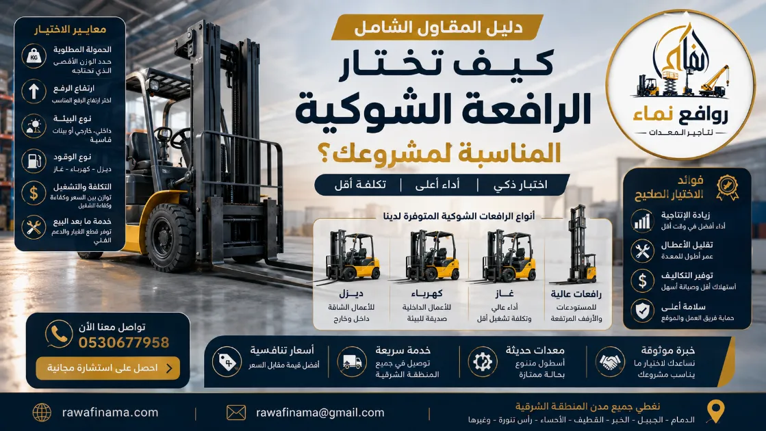 دليل المقاول الشامل: كيف تختار الرافعة الشوكية المناسبة لمشروعك؟ – روافع نماء