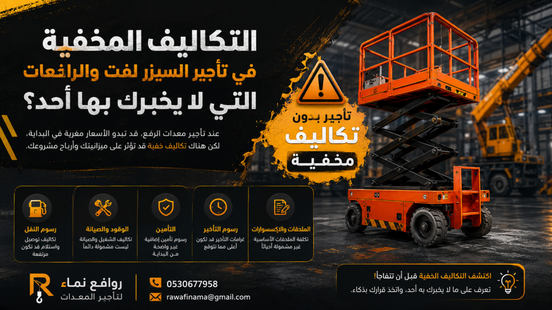 التكاليف المخفية في تأجير السيزر لفت والرافعات التي لا يخبرك بها أحد